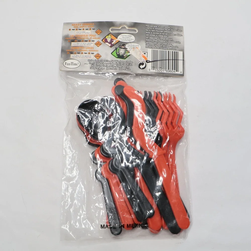 Vintage 1995 Spookyware 18 Krazy Utensils Halloween Cutlery Orange Black Fun‎